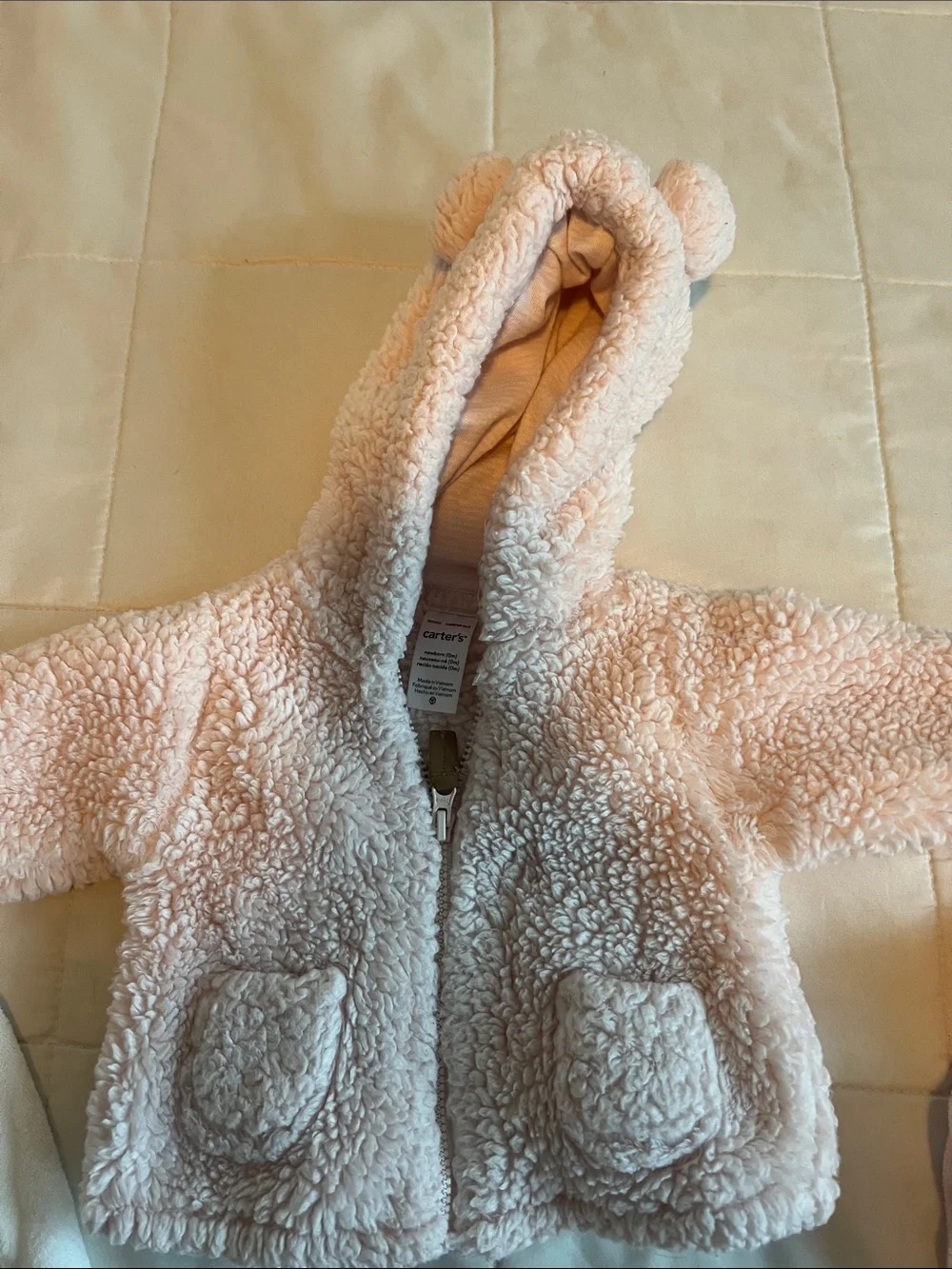 Carter's Soft Hooded Baby Jackets in Pink & White - 3 Pack Look